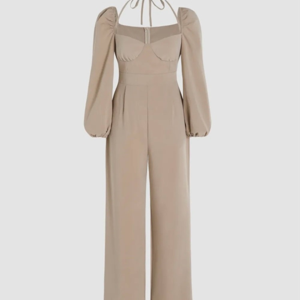 CIDER Halter Puff Sleeve Jumpsuit